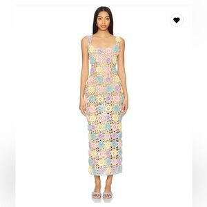 Elliatt Crochet Floral Elise Midi Dress in Pastel